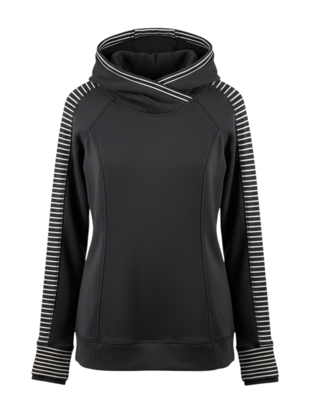Lululemon Think Fast Hoodie in Parallel Stripe Black White Size 8